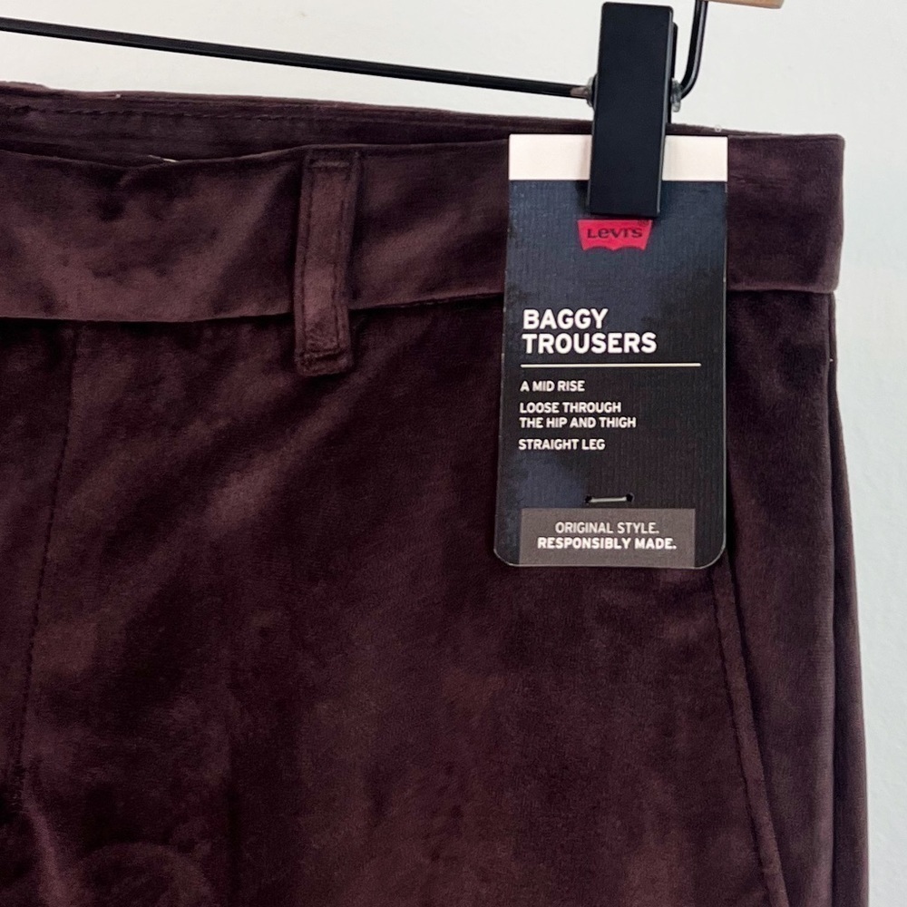 NWT Levi’s Velvet Baggy Trousers in Chocolate Brown/Plum - Picture 4 of 10